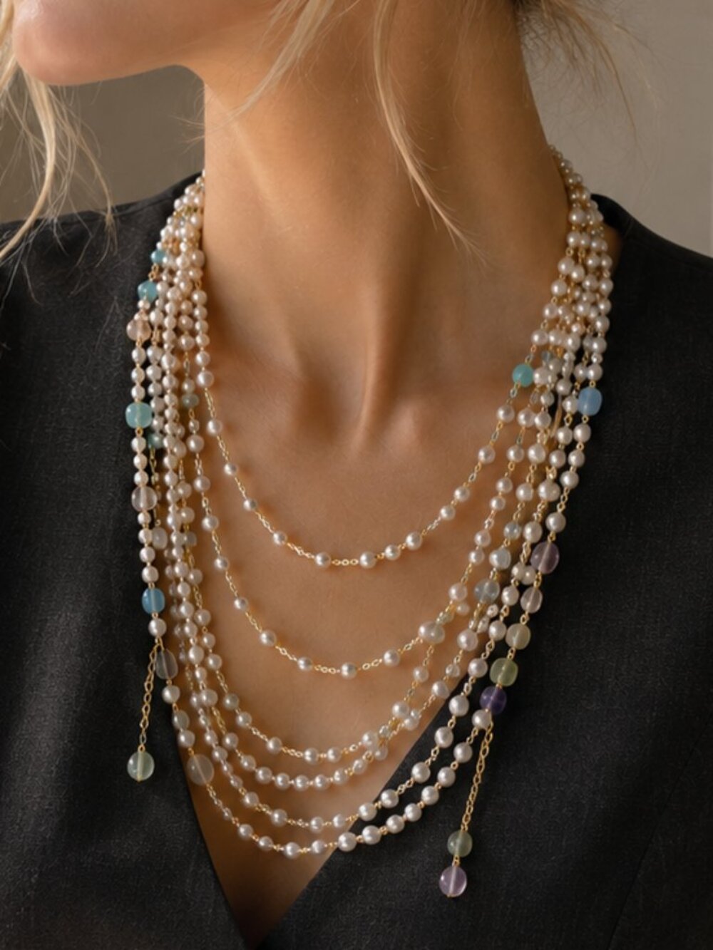 Many Many Pearls Extra Long Freshwater Pearl Necklace Set